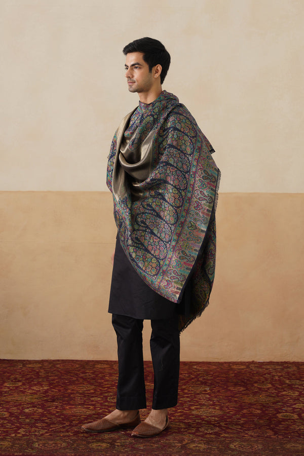 Royal Navy Kani Zari Reversible Shawl
