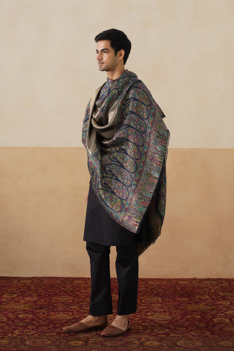 Royal Navy Kani Zari Reversible Shawl