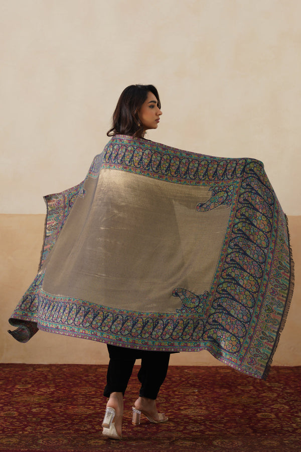 Royal Navy Kani Zari Reversible Shawl For Women