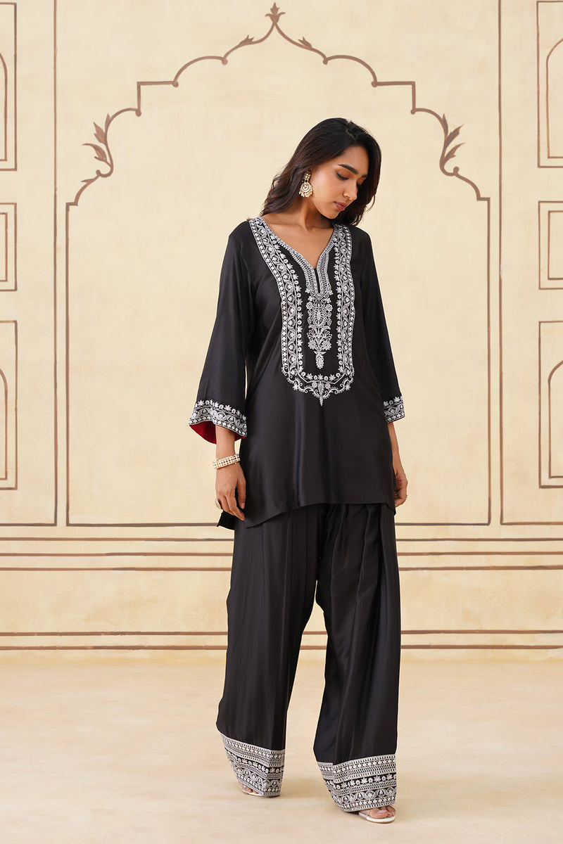 Meher Black Embroidered Farshi Salwar Set