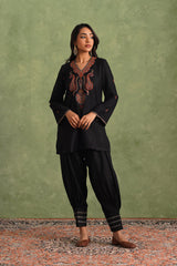 Aafreen Black Embroidered Harem Set