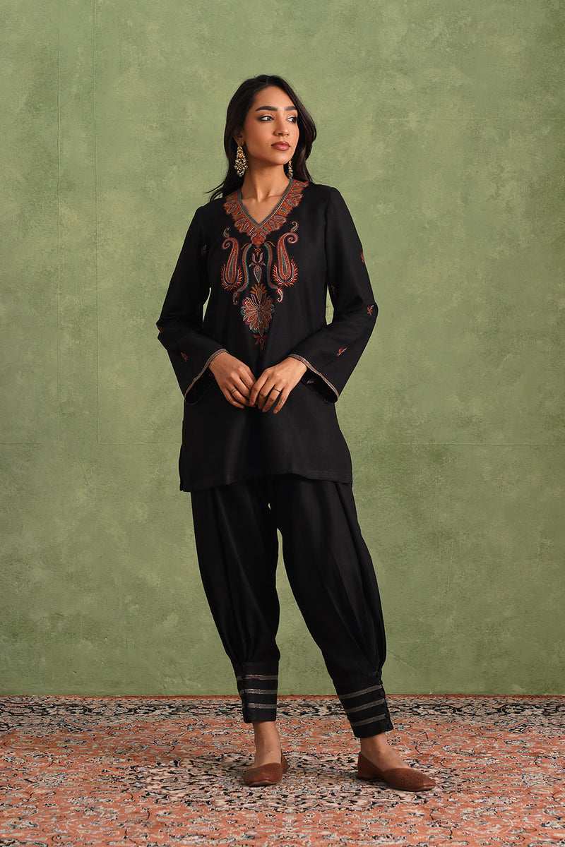 Aafreen Black Embroidered Harem Set