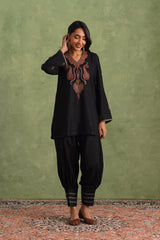 Aafreen Black Embroidered Harem Set