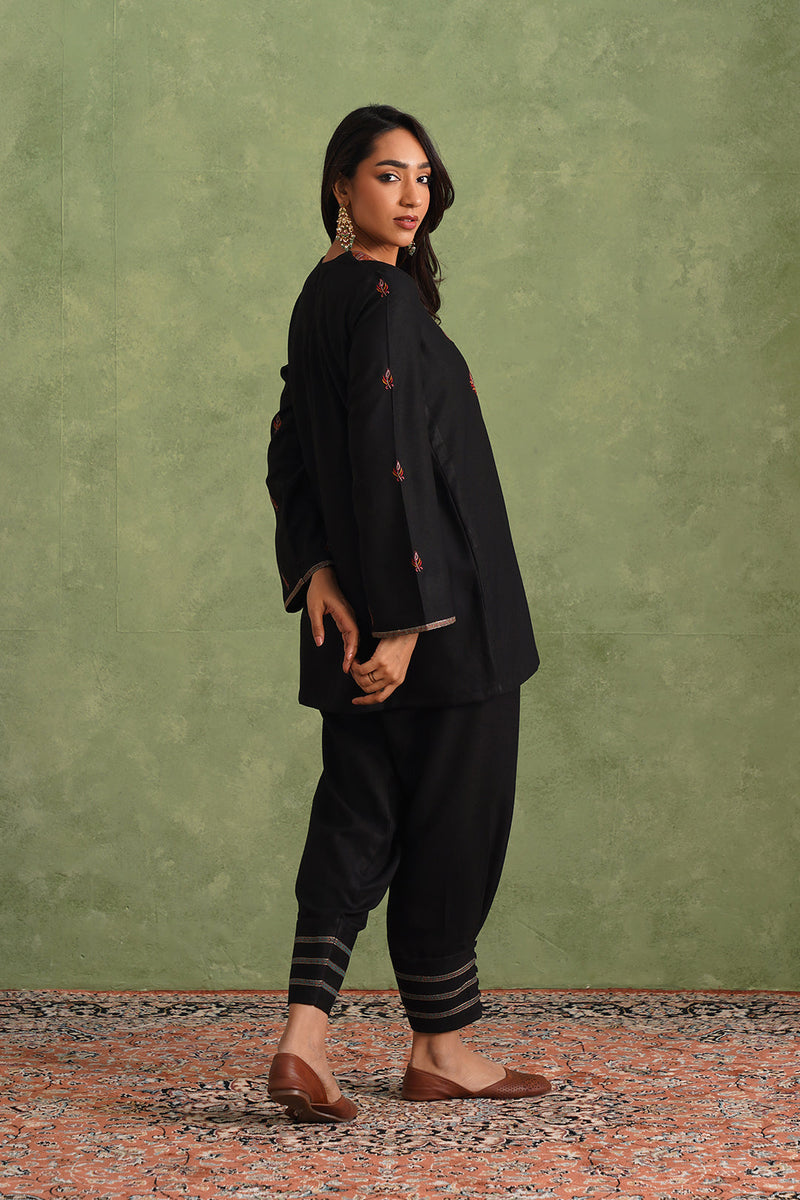 Aafreen Black Embroidered Harem Set