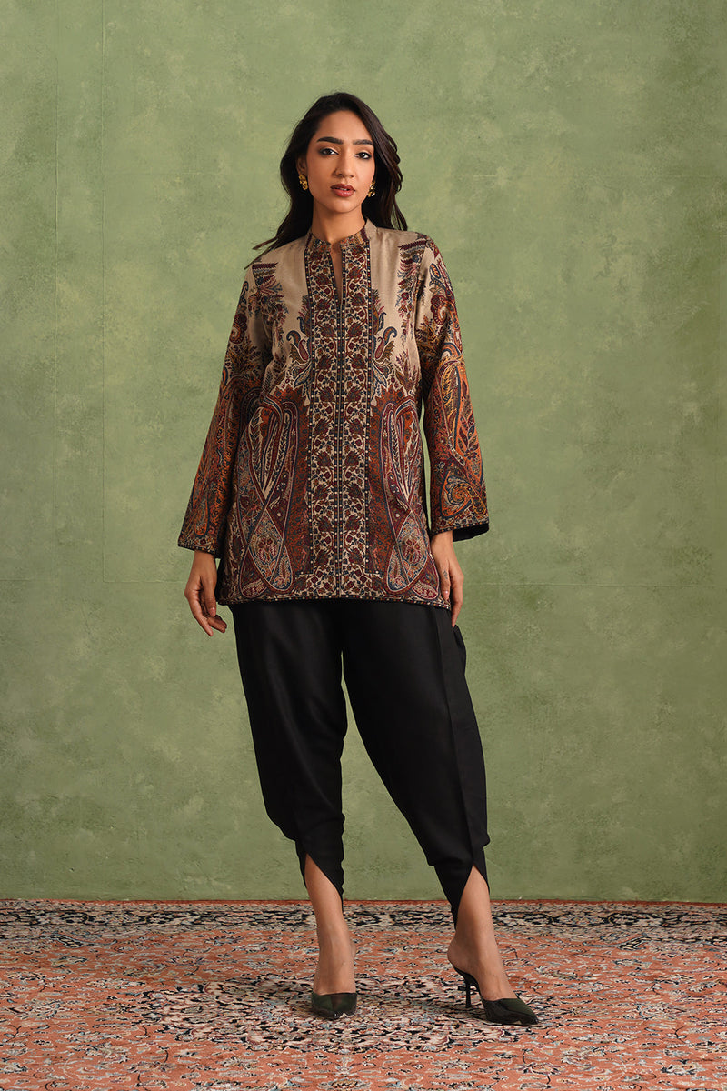 Cream Woven Dhoti Set