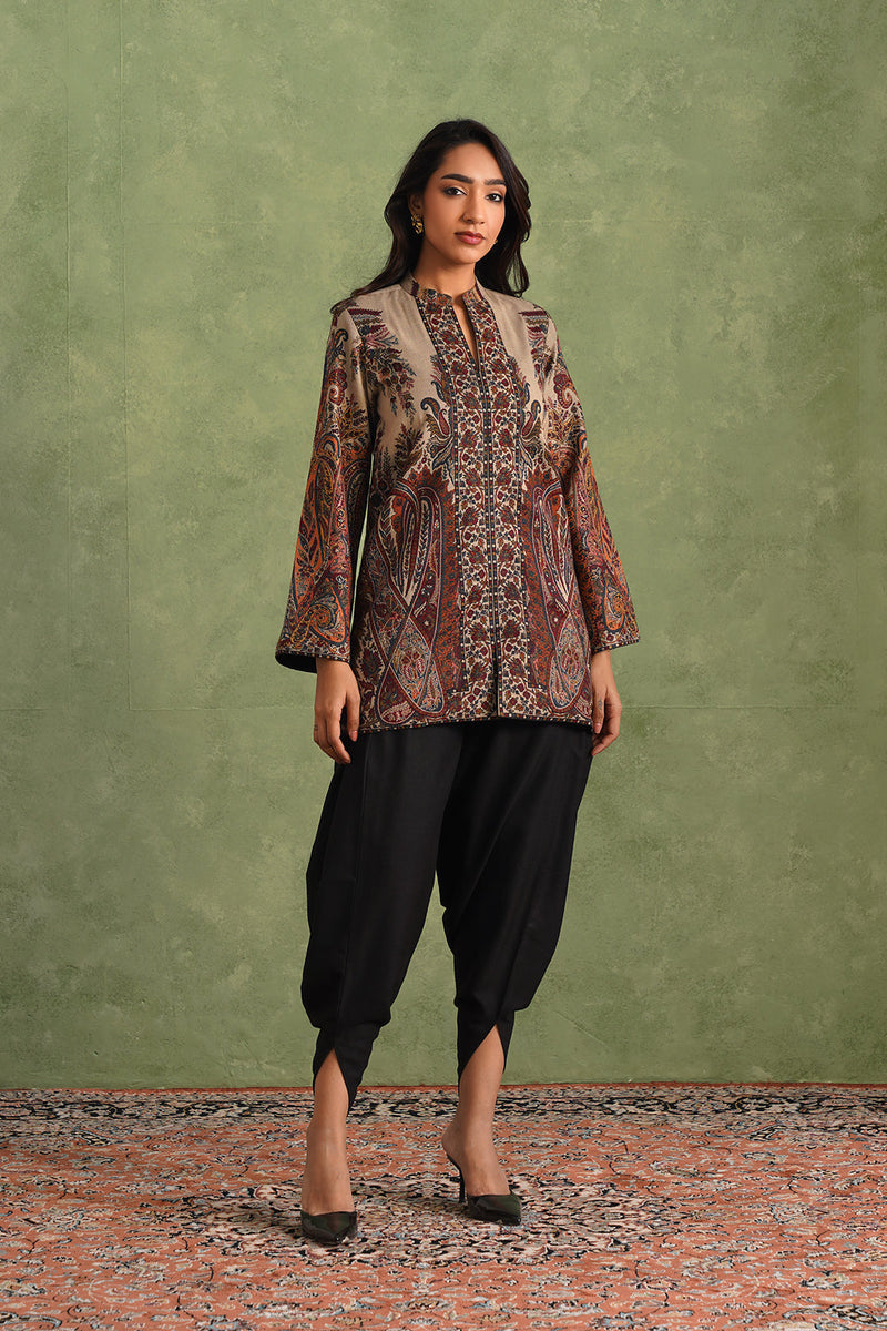 Cream Woven Dhoti Set