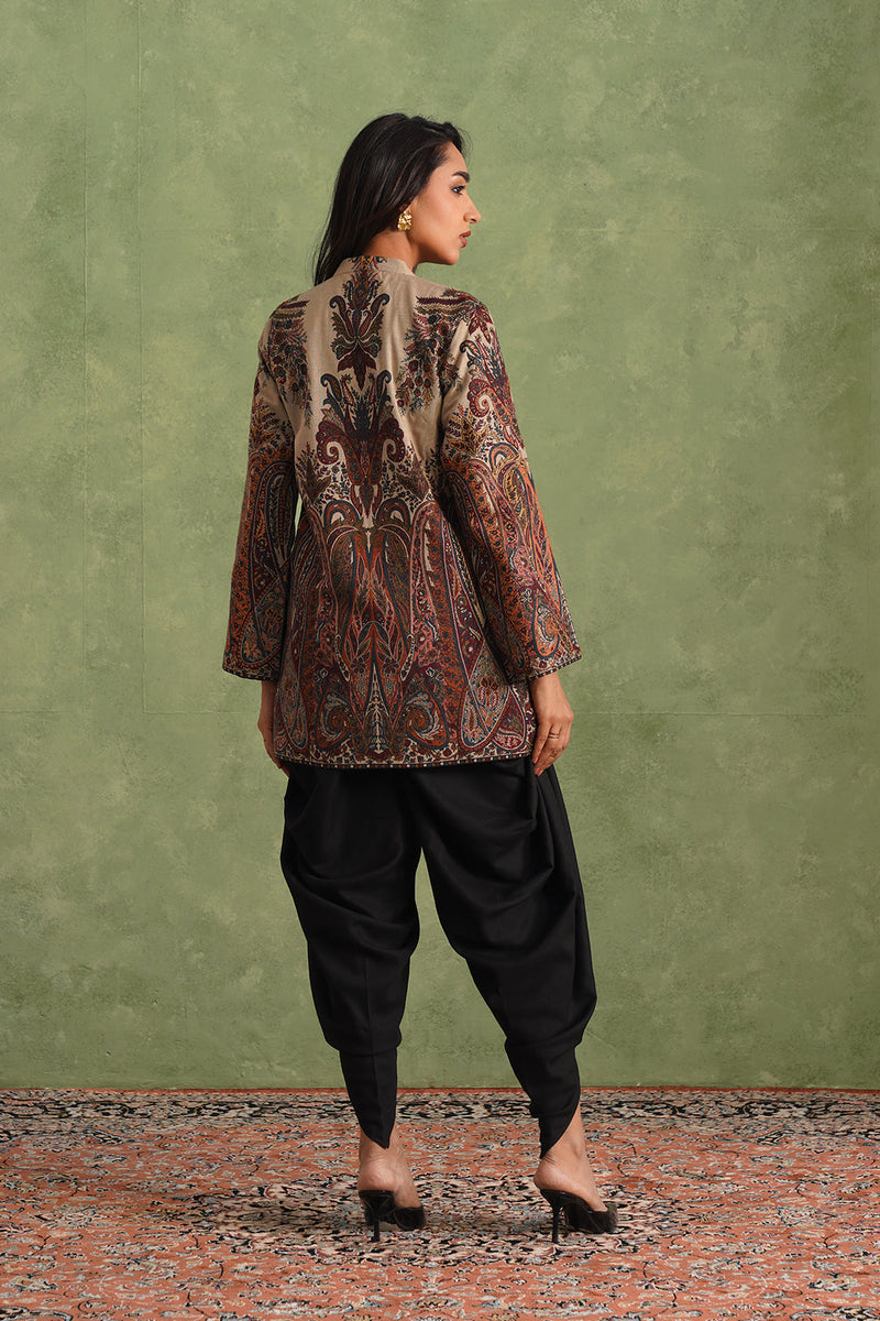 Cream Woven Dhoti Set