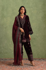 Aafreen Wine Velvet Suit