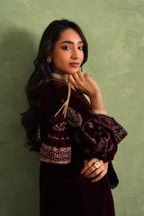 Aafreen Wine Velvet Suit