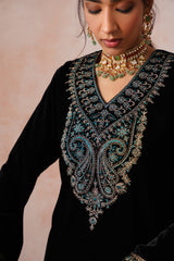 Aafreen Black Velvet Embroidered Set