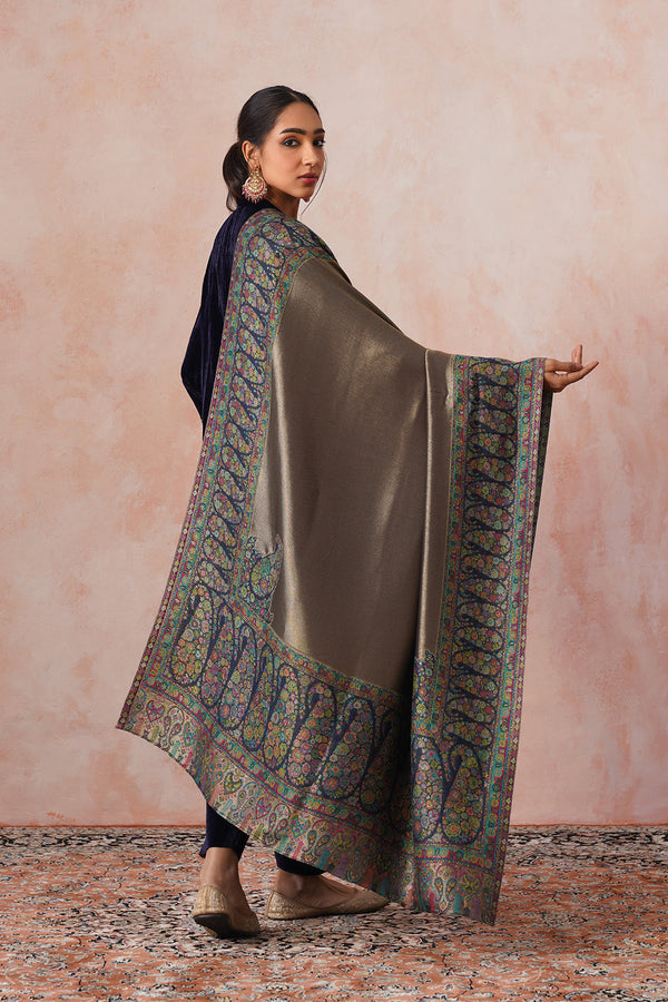 Navy Crush Velvet Suit with Kaani Zari Dupatta