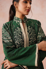 Bottle Green Coat with Corduroy Patchwork Bottom