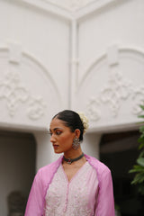 Light Pink Hand Embroidered Sharara suit  Set- Inchingindia