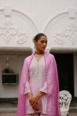 Light Pink Hand Embroidered Sharara  suit Set- Inchingindia
