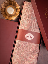 Pink melange embroidered shawl styled as an elegant bridal gift