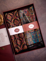 His & Her jewel-tone paisley woven shawl combo for wedding gifting