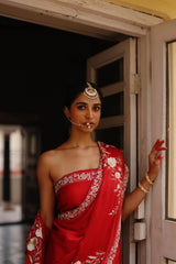 Red Embroidered Saree