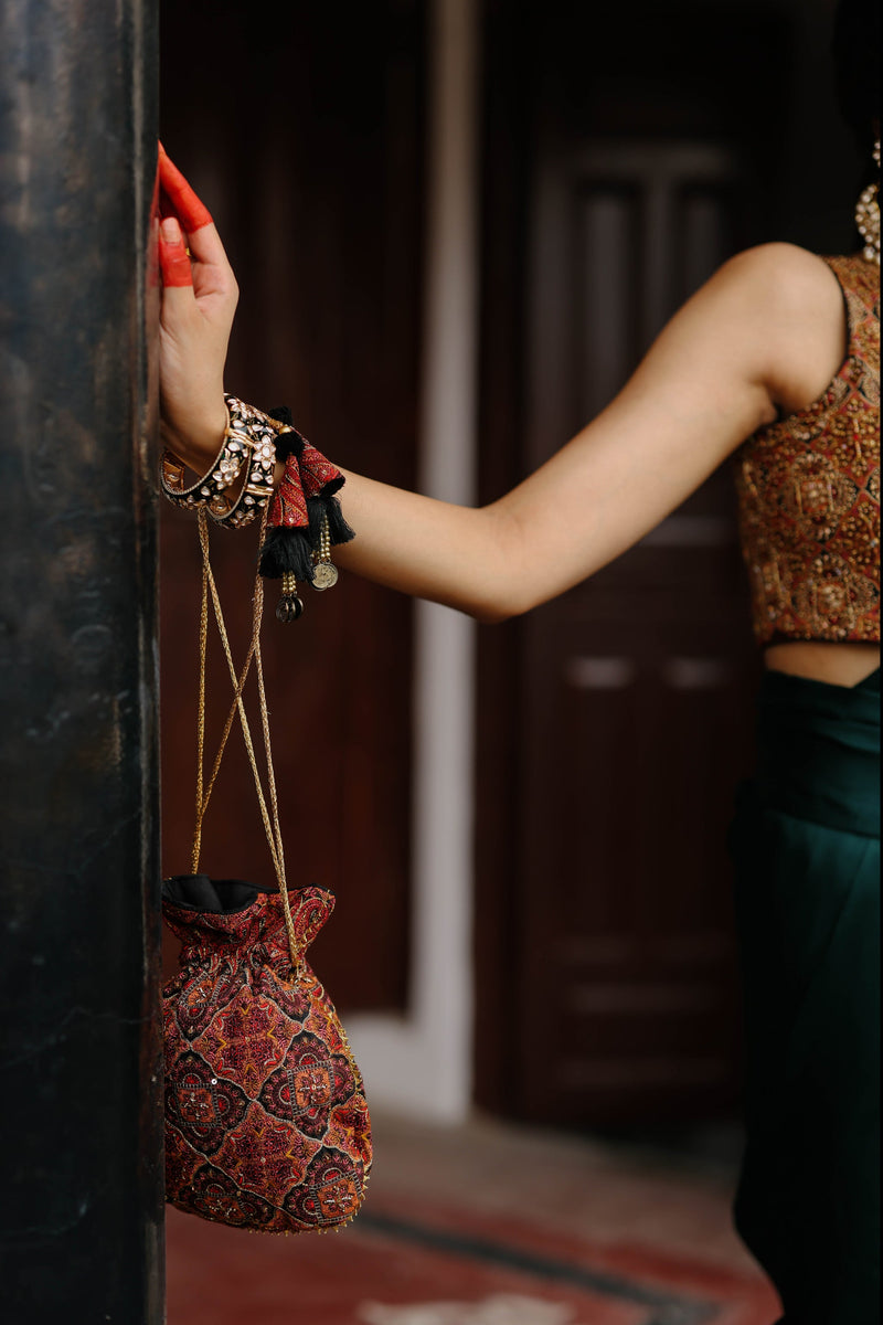 Hand Embroidered Blouse with Bottle Green Saree