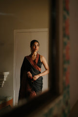 Black Hand Embroidered Paisley Saree