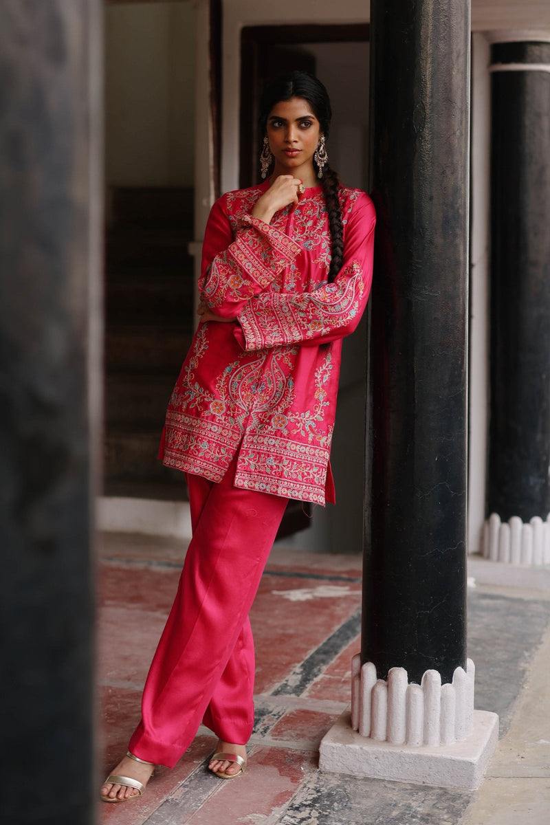 Pink Multi Fusion Embroidered Set