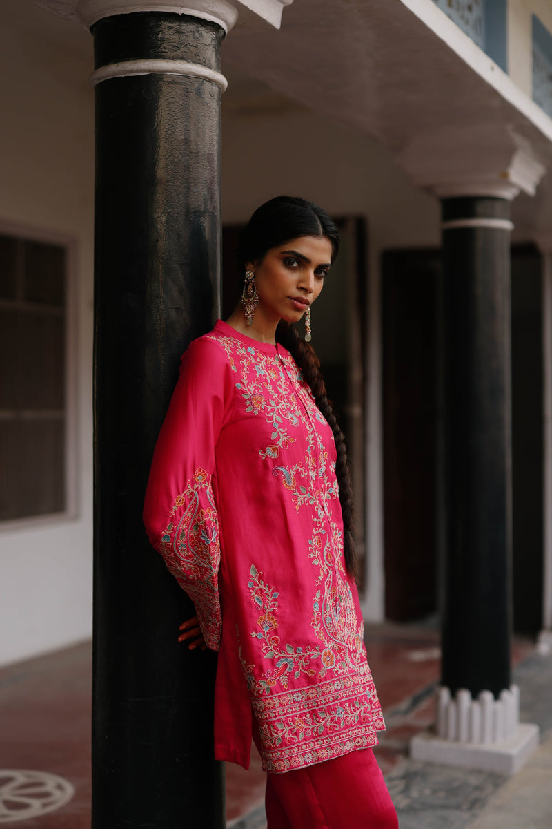 Pink Multi Fusion Embroidered Set