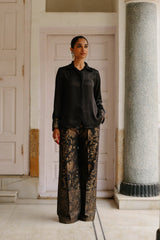 Black Brocade Pants