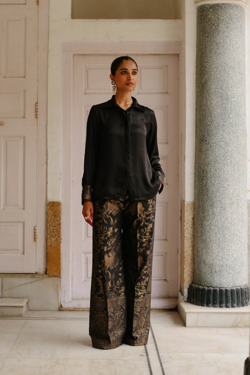 Black Shirt with Brocade Pants