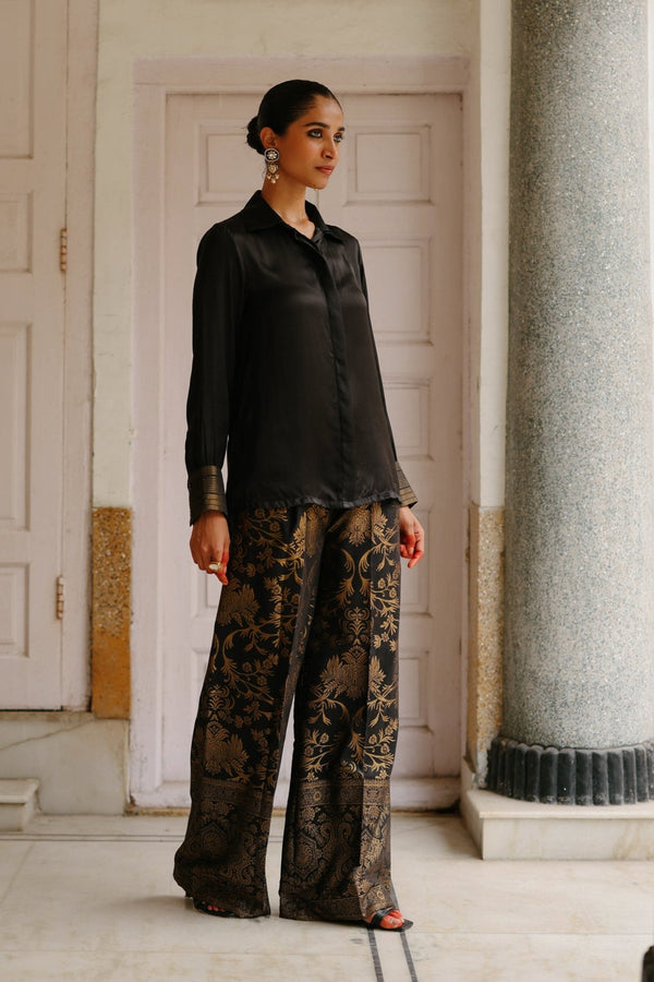 Black Shirt with Brocade Pants