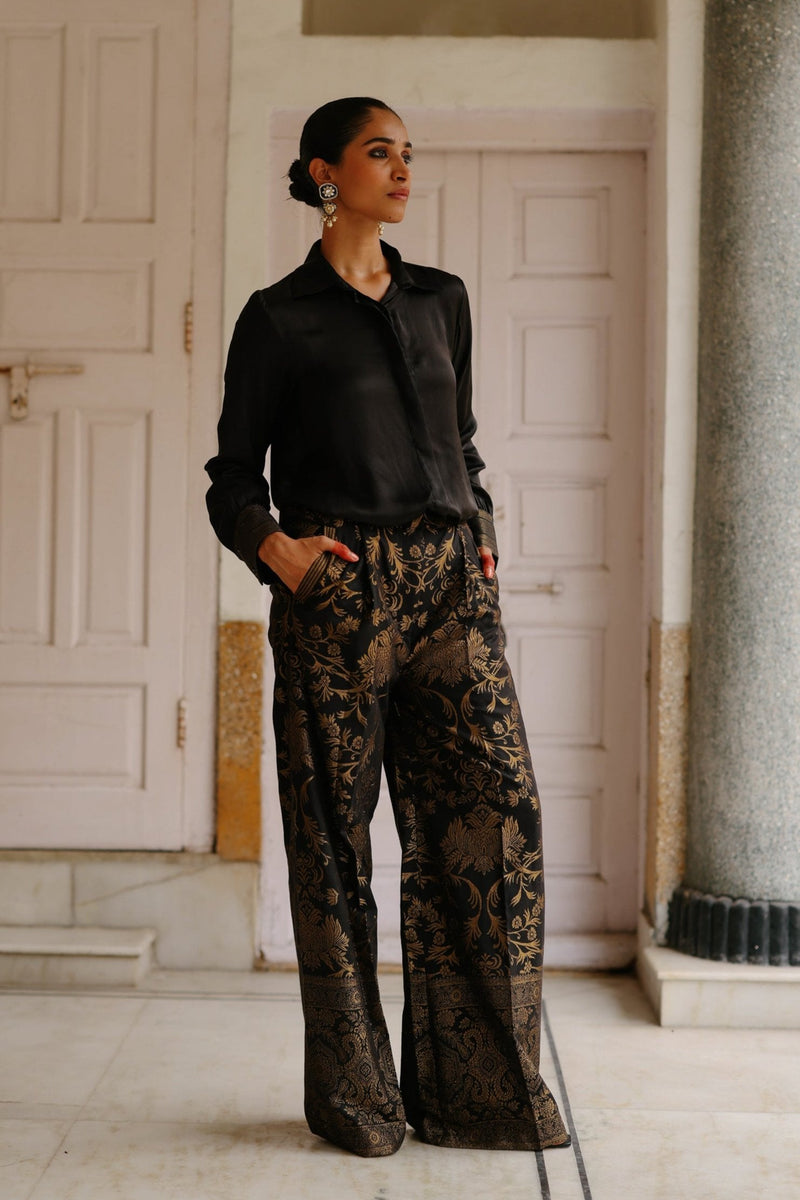 Black Brocade Pants