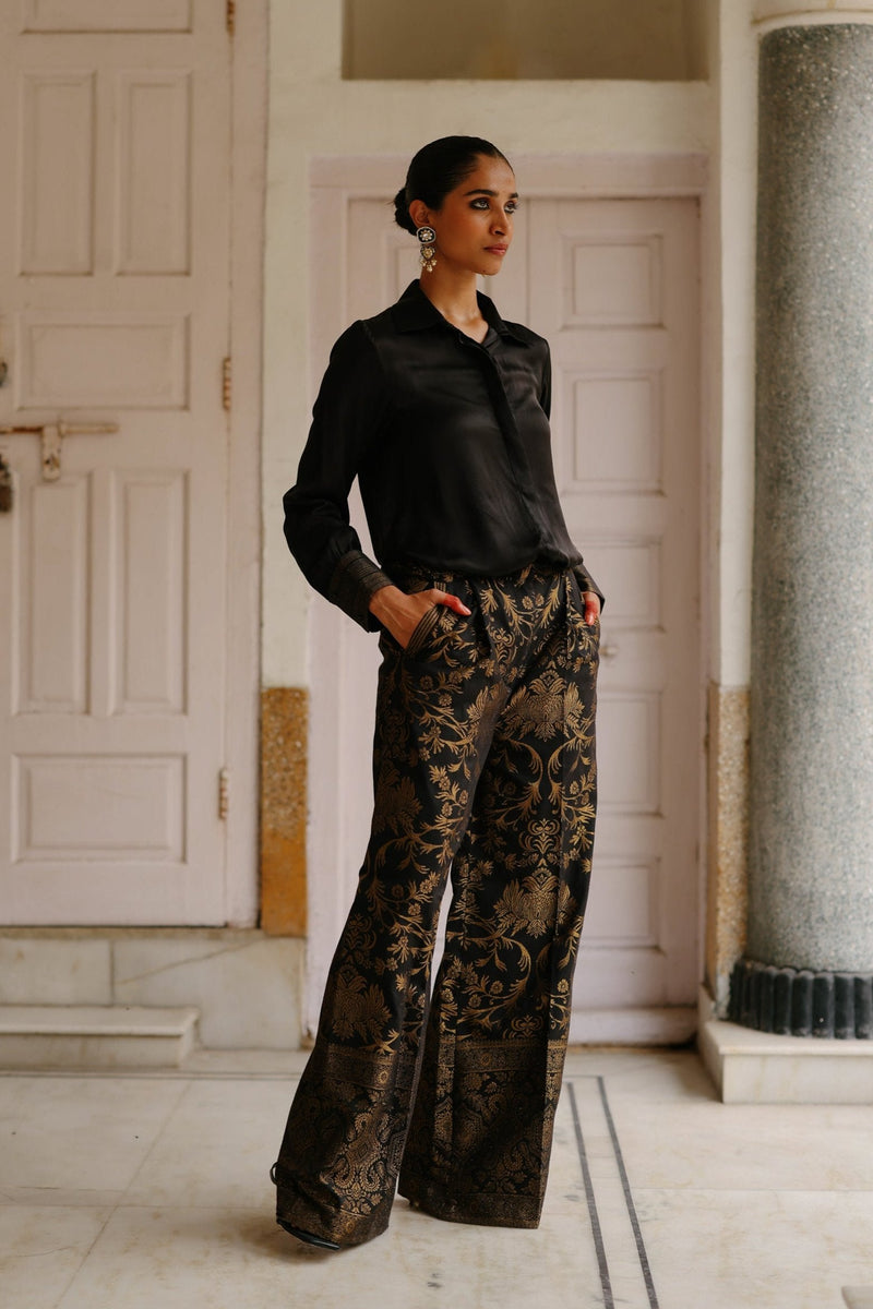 Black Brocade Pants