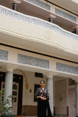 Black Floral Jacket with Saree