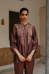 Brown Multi Fusion Embroidered Set