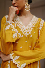 Mustard Embroidered Set