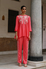 Punch Pink Embroidered Set