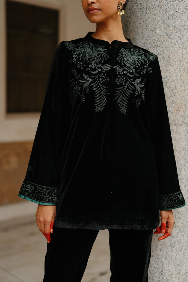 Parv Black Velvet Co-ord with Embroidery