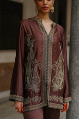 Parv Coffee Brown Embroidered Set