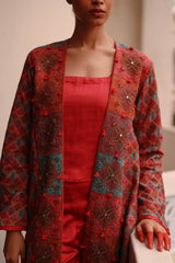 Crimson Hand Embroidered Jacket Set