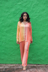 Peach Pastel Ombre Co-Ord  Set for women- inching india 