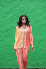 Peach Pastel Ombre Co-Ord  Set for women- inching india 
