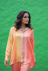 Peach Pastel Ombre Co-Ord  Set for women- inching india 