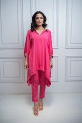 Pink Blossom Embroidered Co-Ord Set For Women
