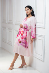 Pink Floral Printed Dress for women- inching India