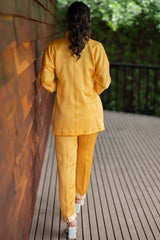  Yellow Floral Chanderi Ethnic Co-ord Set