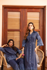 Ziya Denim Cutwork Embroidered Set