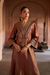 Jashn Maroon Tissue Embroidered Kaftan, maroon tissue kaftan with zari paisley embroidery, image 4 of 10