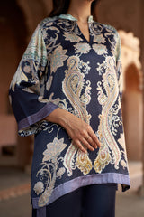 Jashn Navy Contrast Printed Co-ord Set, navy paisley print modal tunic with straight pants, image 11 of 11