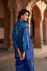 Jashn Indigo Paisley Printed Co-ord Set, indigo paisley print modal tunic with wide-leg pants, image 10 of 13