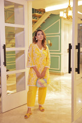 Seher Yellow Cutwork Suit Set