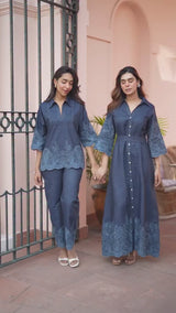 Ziya Denim Cutwork Embroidered Dress