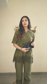 Seher Olive 3D Cutwork Set